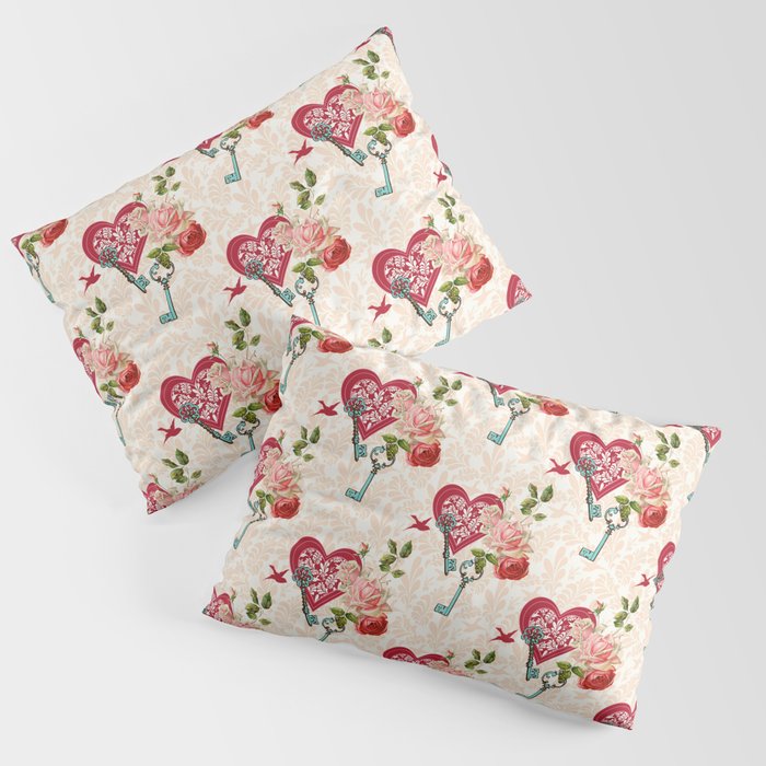 Love Rose And Red Heart Collection Pillow Sham