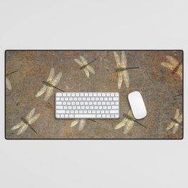 Swarm of Dragonfly on Stone  Desk Mat
