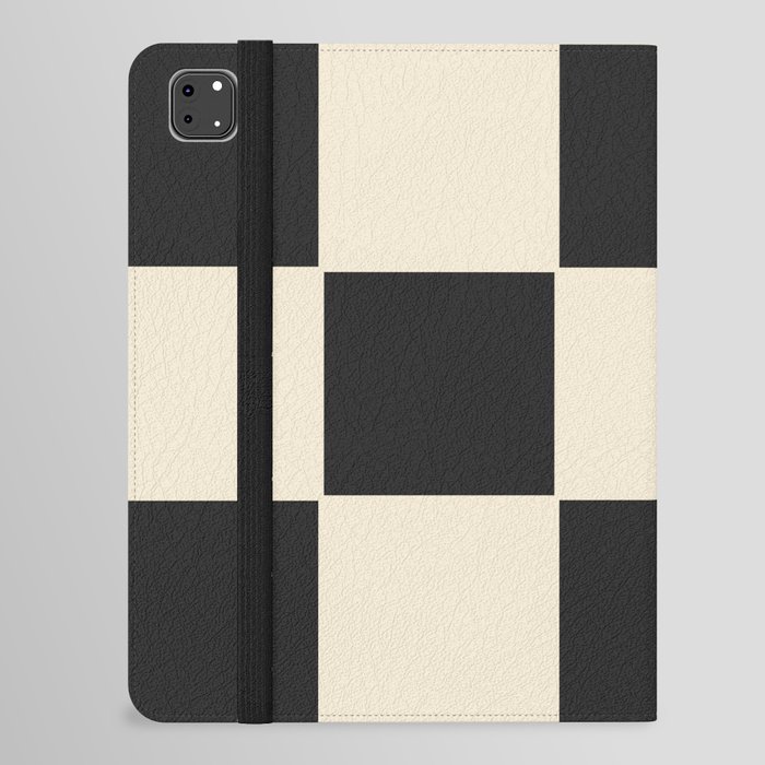 Beige & Black Check, Modern Checkerboard  iPad Folio Case
