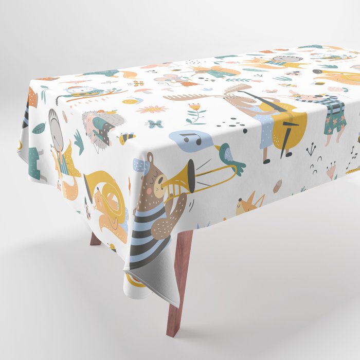 Colorful cartoon style musical Animals 2  Tablecloth