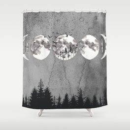 Forest Moon Phases Shower Curtain