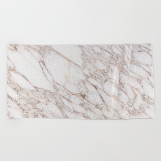 White Marble Carrara Calacatta Beach Towel