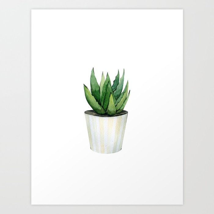 Discover the motif ALOE VERA PLANT IN A POT. by Art by ASolo  as a print at TOPPOSTER