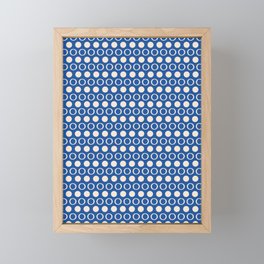 Polka Dot Stripes and Rings Pattern in Blue and Cream Framed Mini Art Print