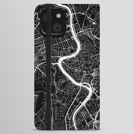 Rome, Italy, City Map - Black iPhone Wallet Case