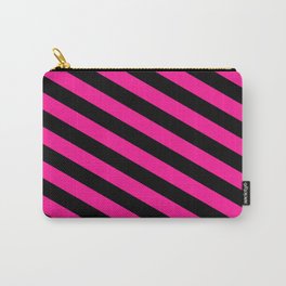 [ Thumbnail: Black and Deep Pink Colored Lines/Stripes Pattern Carry-All Pouch ]