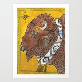 Boho Bison Gypsy Art Print