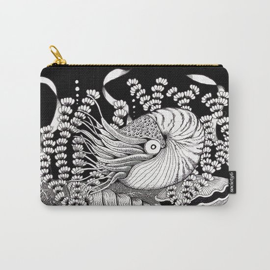 Zentangle Nautilus Black Ocean Carry-All Pouch