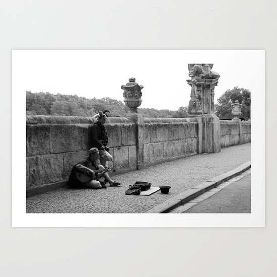 Strolling musicians Art Print