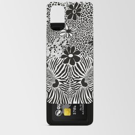 Camouflage and leopard and zebra heads with cartoon flowers Android Card Case
