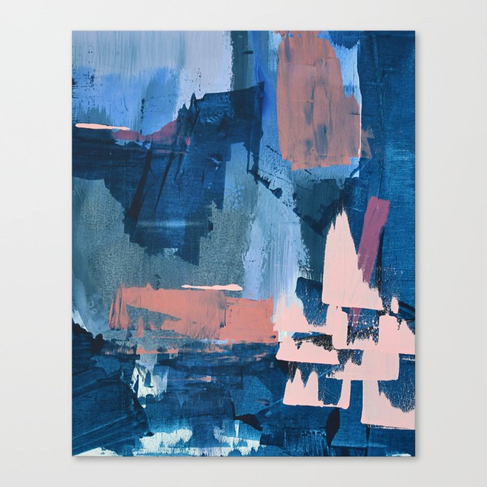 Rhythm of Rain: a modern abstract piece by Alyssa Hamilton Art in blues and pinks Canvas Print