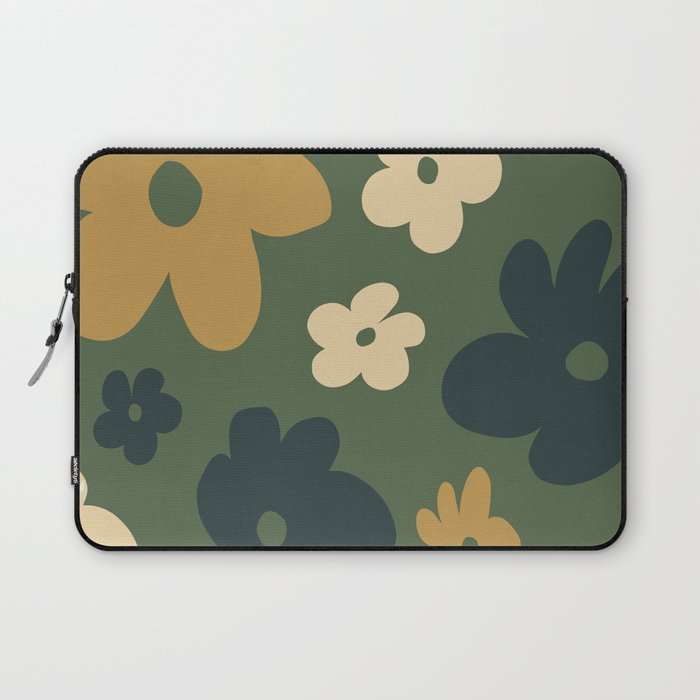 Retro Flowers - Green Laptop Sleeve