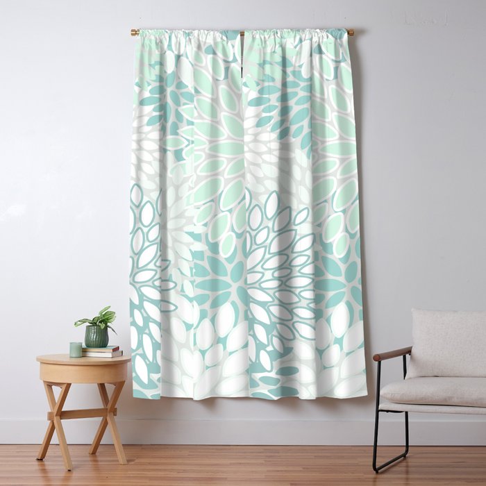 Fl Blooms Soft Teal And Mint Blackout Curtain By Megan Morris Society6 Fl Blooms Soft Teal And Mint