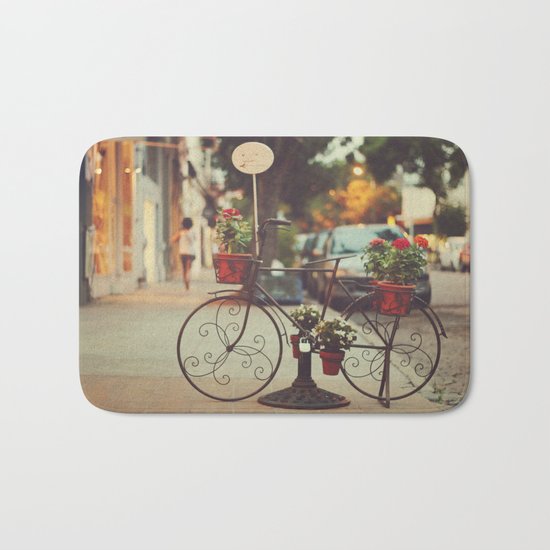 The bike with the flowers Bath Mat