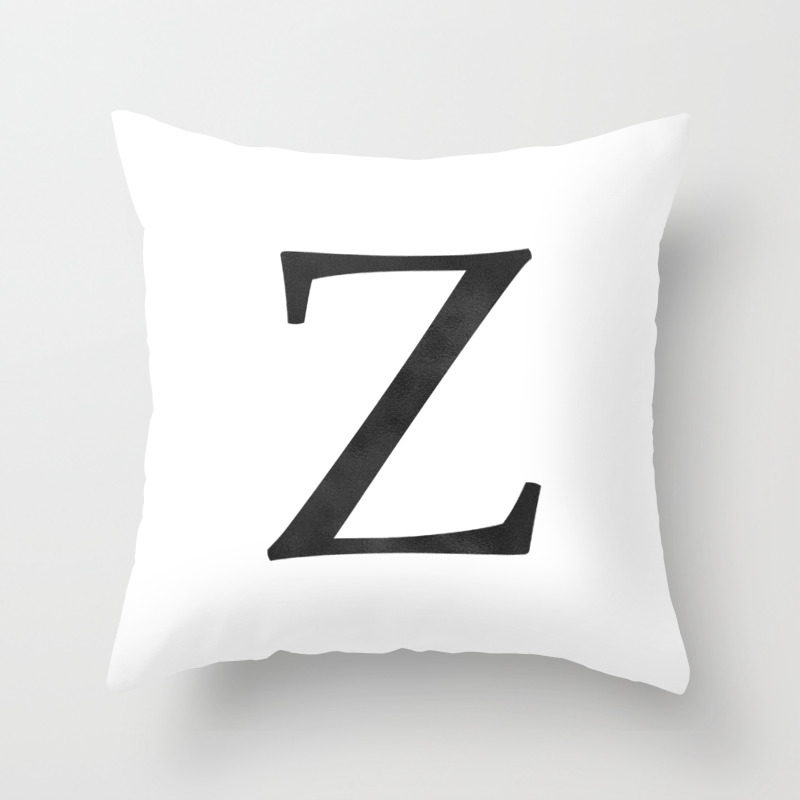 Letter Z Initial Monogram Black And White Throw Pillow By