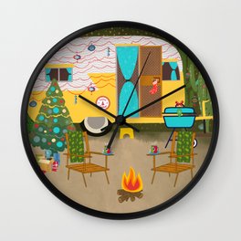 Desert Christmas MidCentury Vintage Trailer Wall Clock