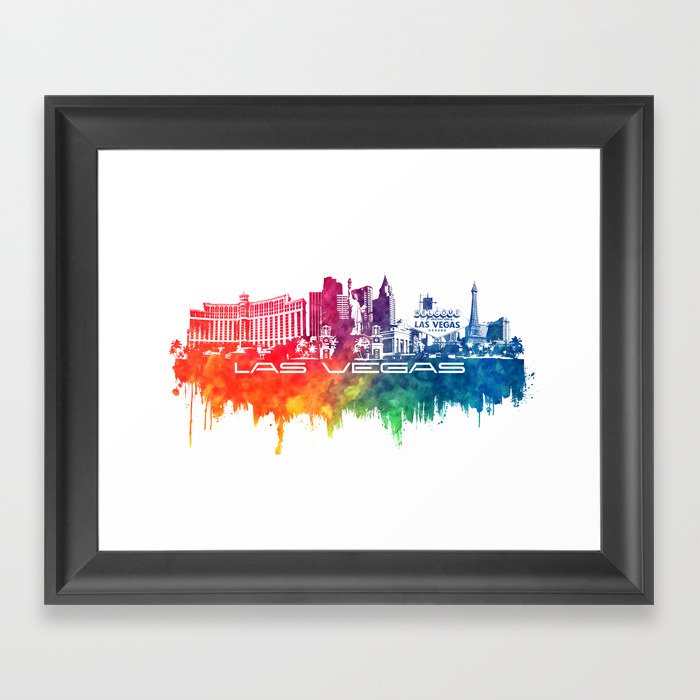 Las Vegas Skyline City Color Framed Art Print By Jbjart Society6 Las Vegas Skyline City Color Framed Art Print