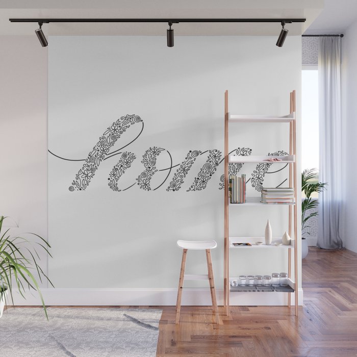 Home Letters Filled With Floral Illustrations Black And White
