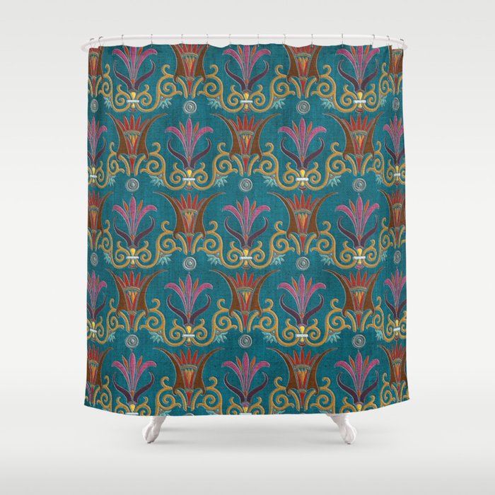 Ornate Lily Lotus Flowers Shower Curtain