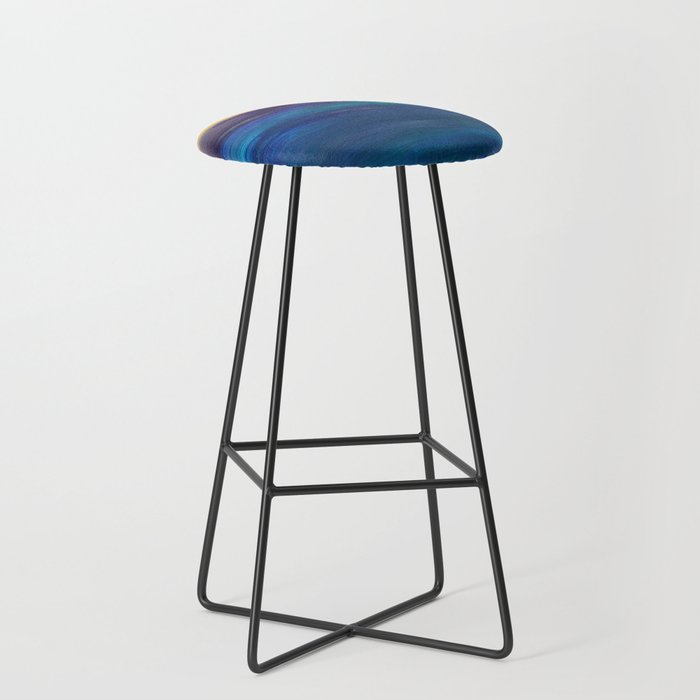 Abstract Blue Yellow Stripes Painting Bar Stool