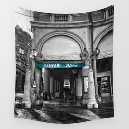 Black and White Bologna Street Photography Vector Green Wall Tapestry