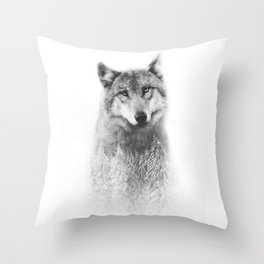 The Wolf and the Forest Throw Pillow