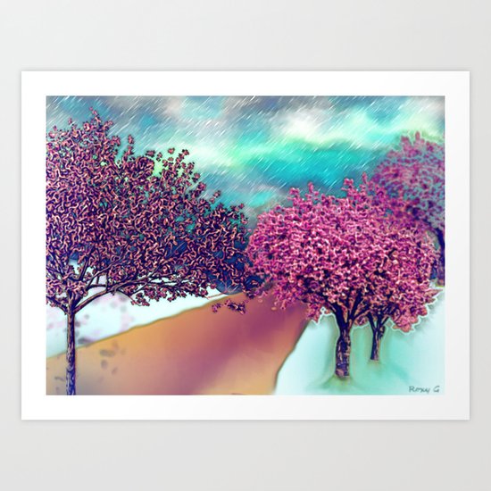 Cherry Blossom Trees Art Print