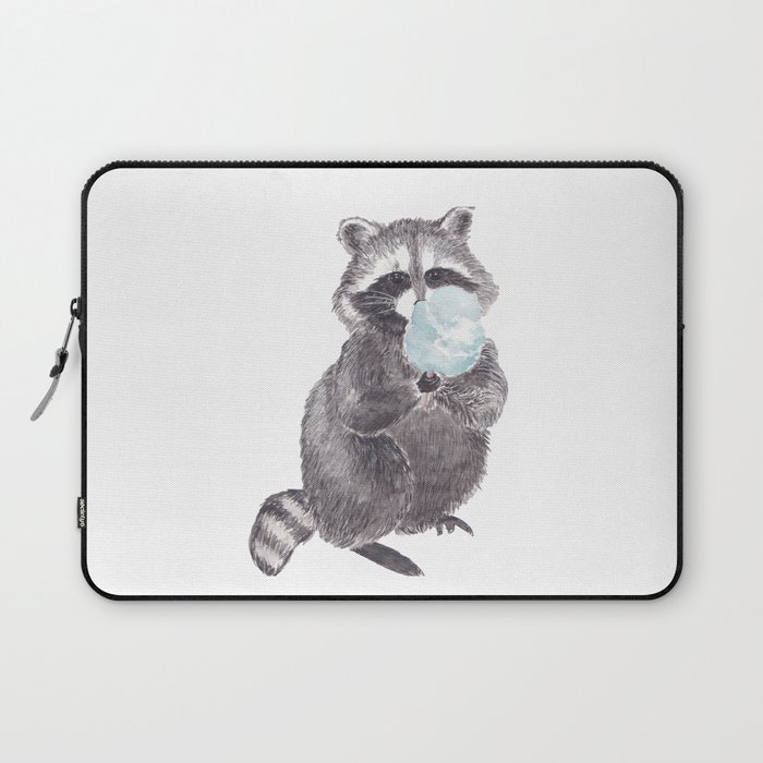 Raccoon with cotton candy Laptop Sleeve