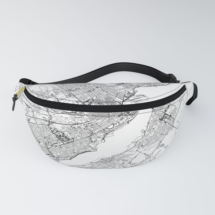 Quebec City White Map Fanny Pack