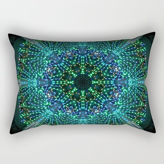 Kaleidoscope fantasy on lighted peacock shape Rectangular Pillow