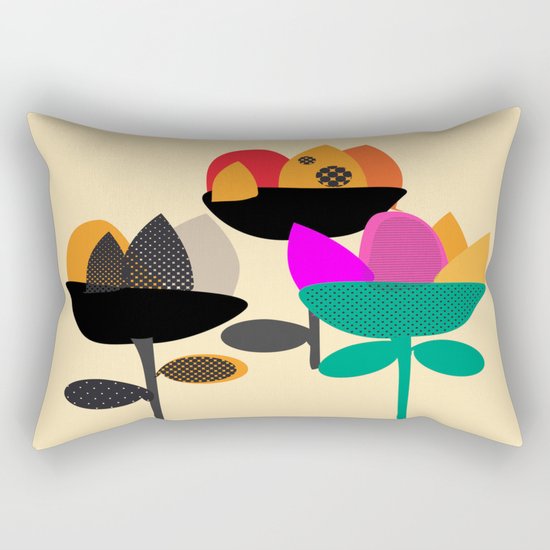 Three Flowers Rectangular Pillow