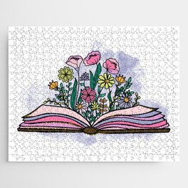 Pretty Floral Book Girly Pink Jigsaw Puzzle