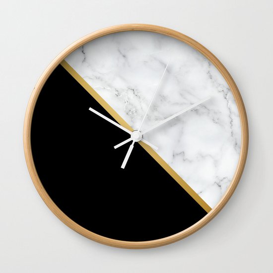 Abstract Black And White Art With Gold And Marble Prints Wall
