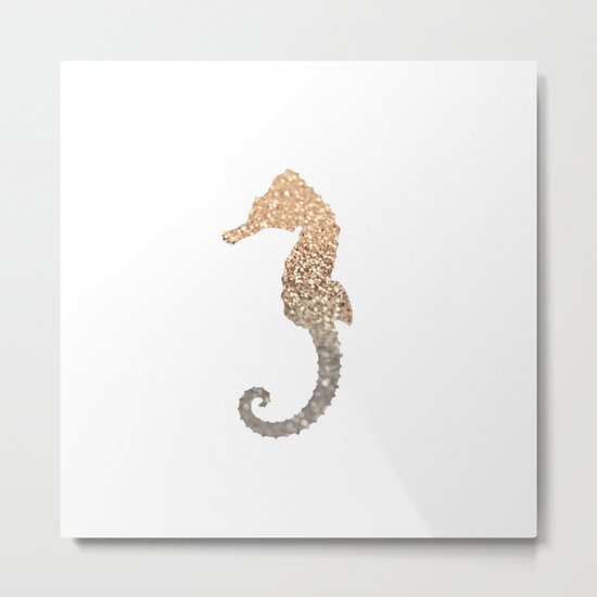 GOLD SEAHORSE Metal Print