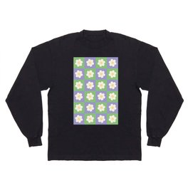 Checkered Daisy in Purple and Green Long Sleeve T-shirt