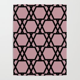 Black and Pink Tessellation Line Pattern 20 Pairs DE 2022 Popular Color Rose Meadow DE6025 Poster