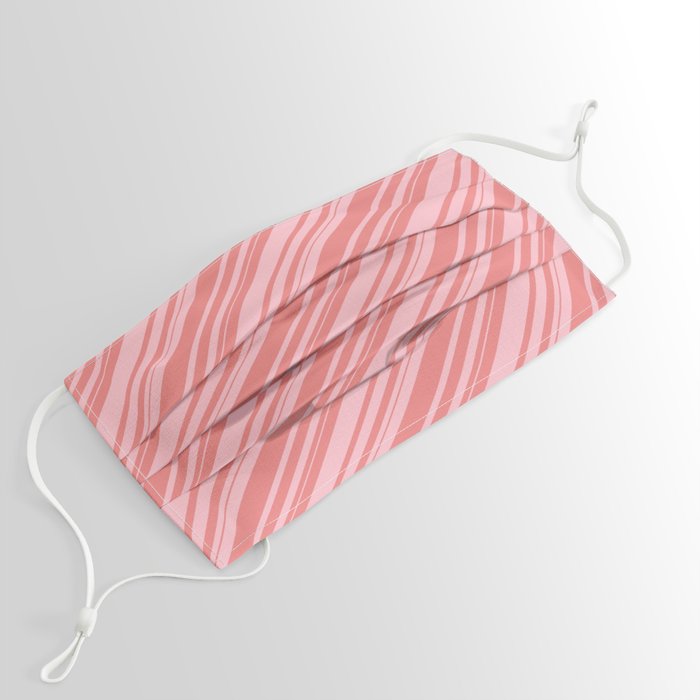 Light Coral & Pink Colored Lines Pattern Face Mask
