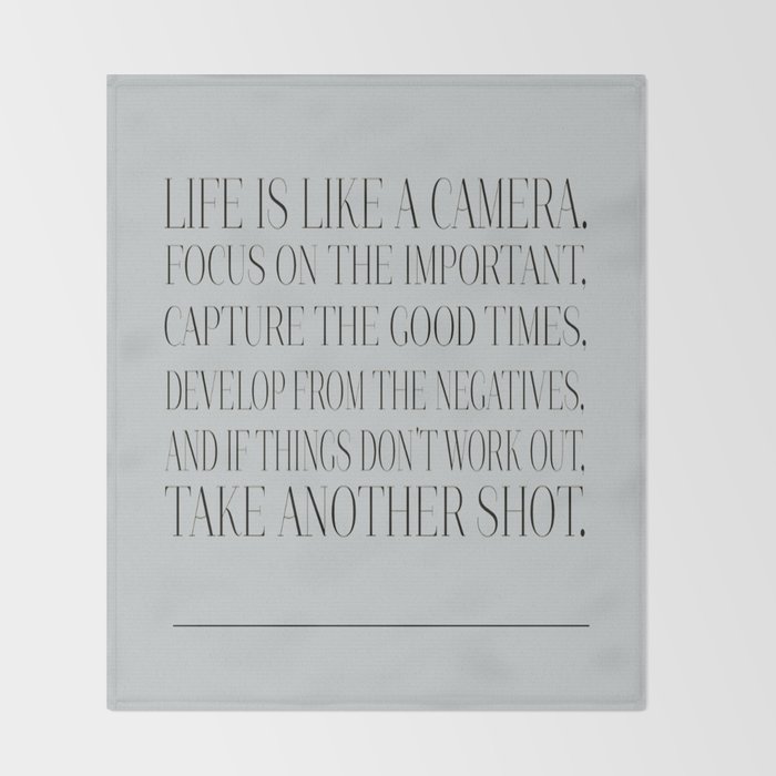 Life Is Like A Camera Quote Print Decke Von Angelissacassiani Society6