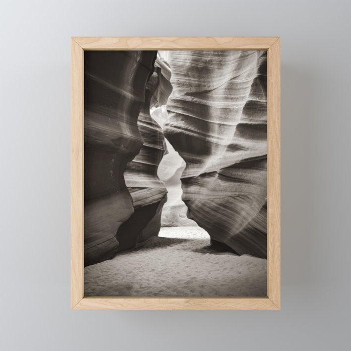 The Torch Flame of Antelope Canyon in Sepia Framed Mini Art Print