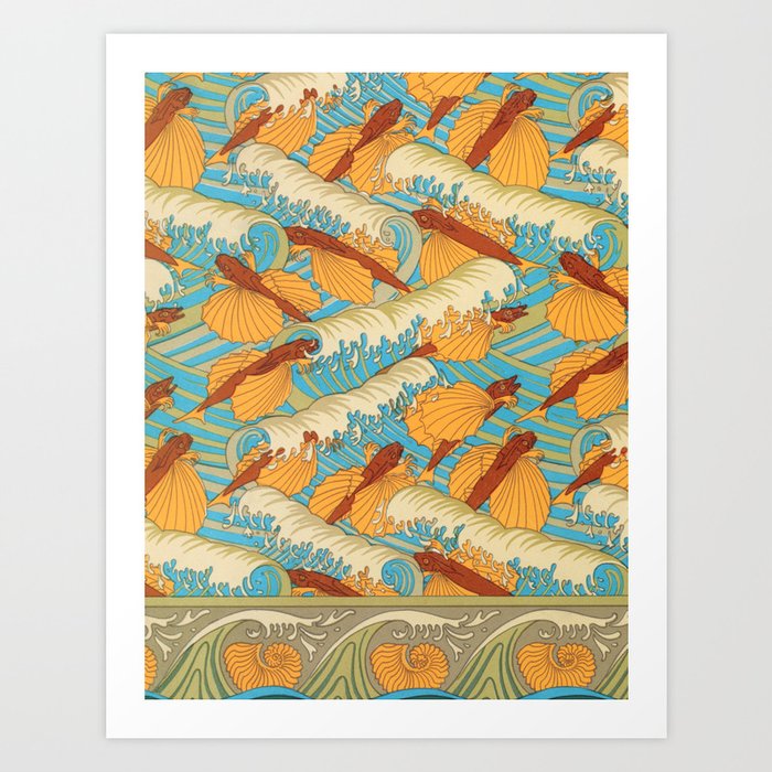 Flying Fish Vintage Print Art Print
