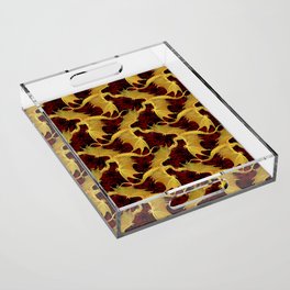 Golden dragons on an ornate background Acrylic Tray