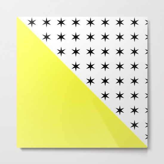Black Stars And Sunshine Yellow - Colourful pattern Metal Print