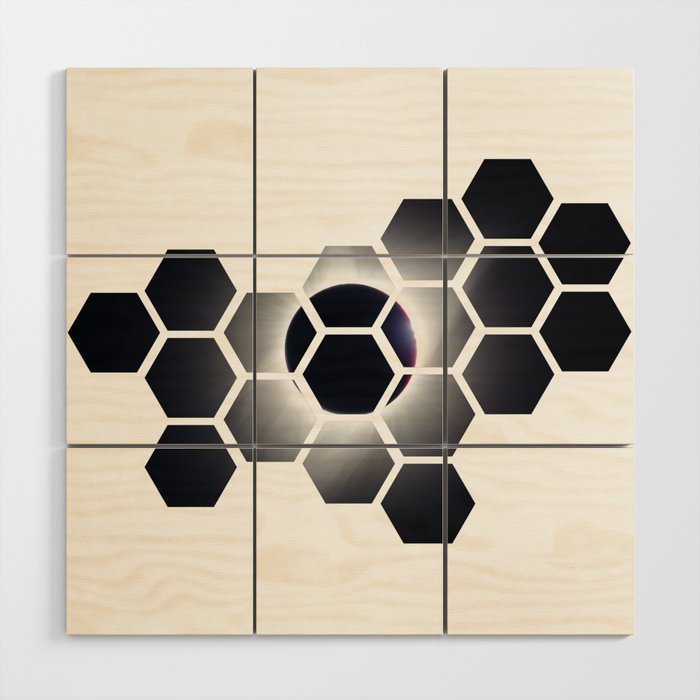 Space cubes - planet in space Wood Wall Art