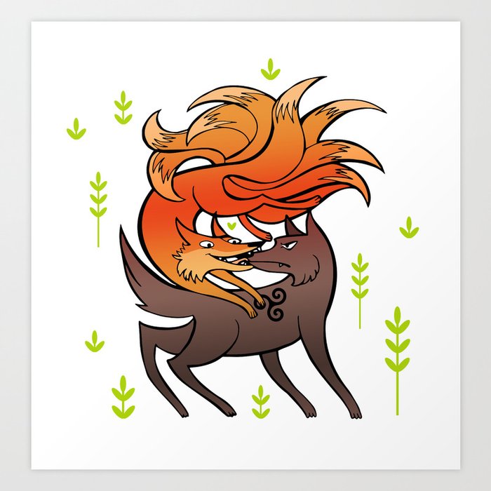 Nogitsune Sourwolf Art Print By Greenpenguin Society6