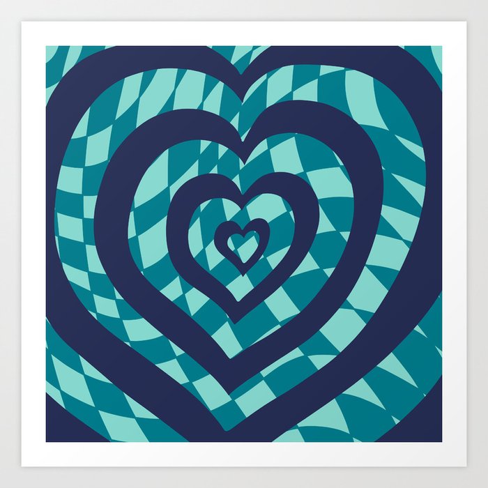 Love Power Picnic Edition - teal and navy Art Print
