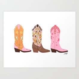 Pink Cowboy Boots  Art Print