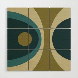 Colorful geometric composition - green Wood Wall Art