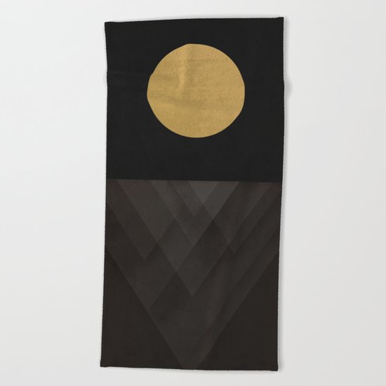 Moon Reflection on Quiet Ocean Beach Towel