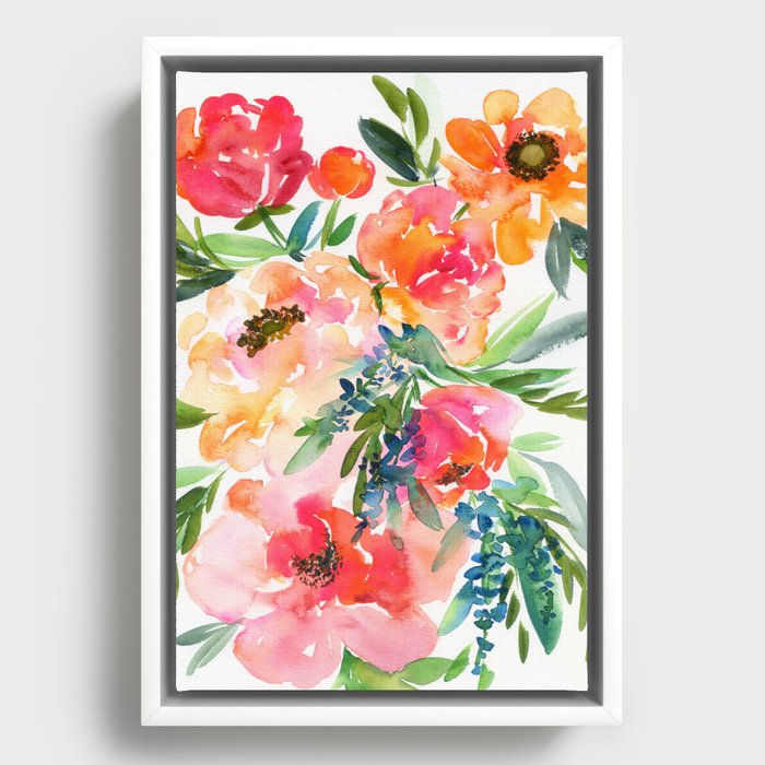 bouquet of huge peonies Framed Canvas