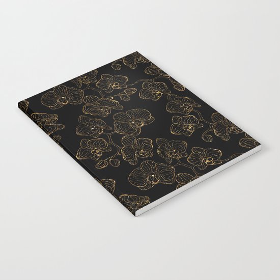 Flowers orchids ornament gold Notebook
